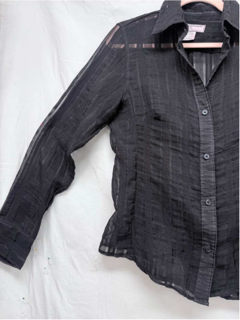 Women's Lady Hathaway Button Down Shirt Medium Black